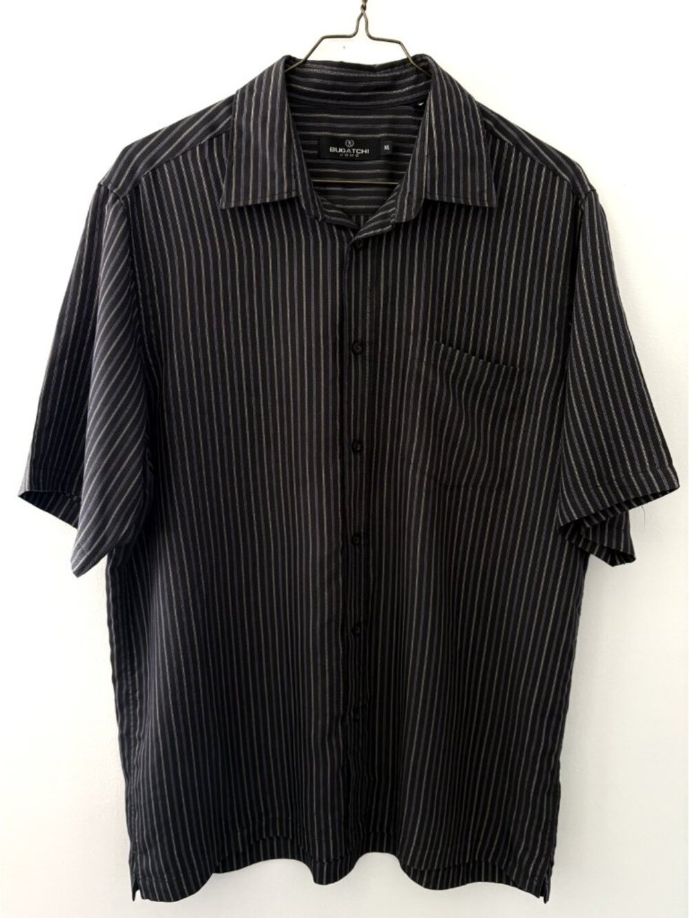 Bugotchi Uomo Men’s XL Modal Blend Striped Short Sleeve Button Up Shirt